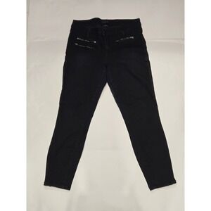BEBE Women's Black Skinny Jeans Zip Pocket & Ankle Zipper Stretch 26x29